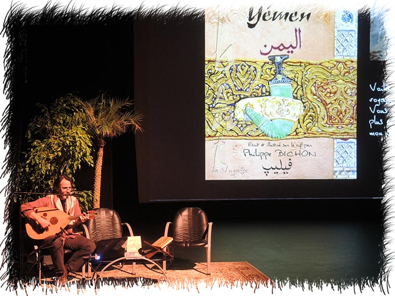 Sur scène diaporama Yémen avec le oud, Chartres-de-Bretagne
